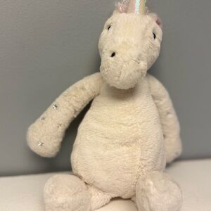 Jellycat London Bashful Unicorn 12" Stuffed Animal Toy Plush White Pink Lovey